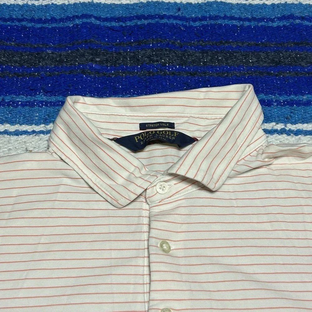 Polo Golf Ralph Lauren Polo Shirt Mens Large Orange Stripe Golf Embroidered
